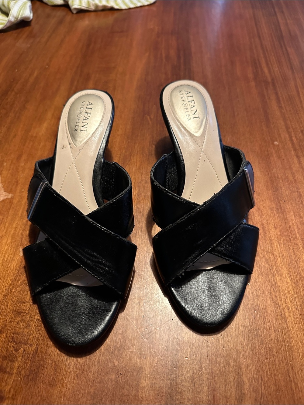 Alfani Black Crisscross Slip-On Mules